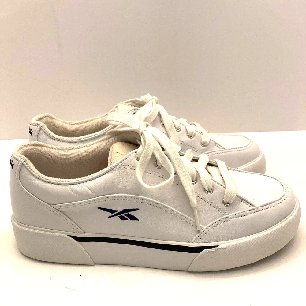 Reebok Elle 4 Tennis Shoe Womens 9.5 EU 40.5‎ White Navy Box Nearly New